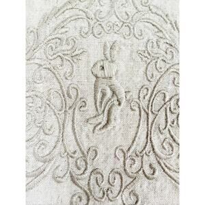 20" x 20" Embroidered Damask Bunny Dinner Napkins – Set of 8 – Beige/Ivory